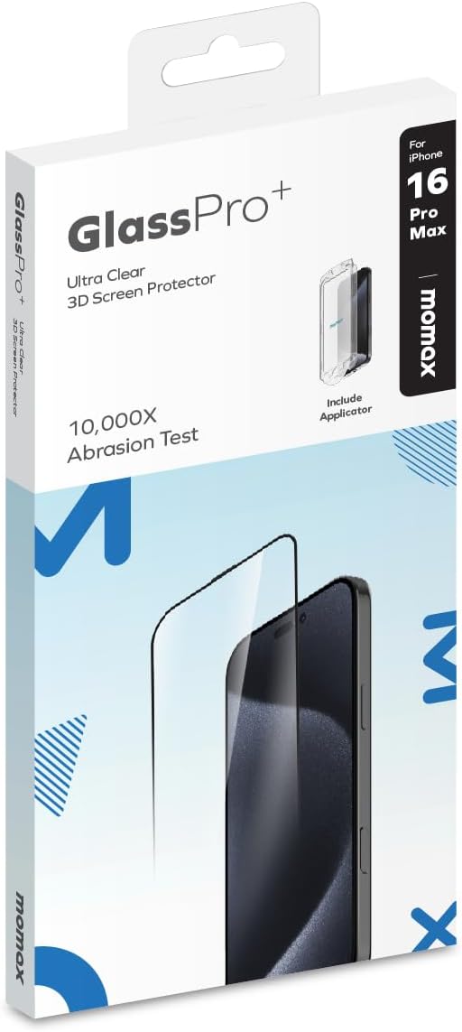 Momax Glass Proplus Ultra Clear 3D Tempered Glass Screen Protector - iPhone 16 Pro Max