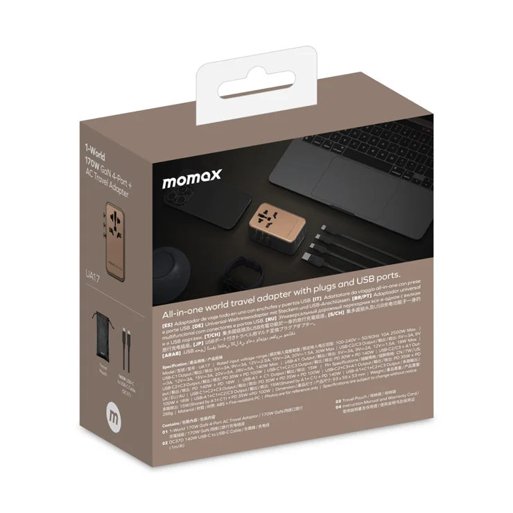 Momax 170w GAN 4 Portplus AC Travel Adapter