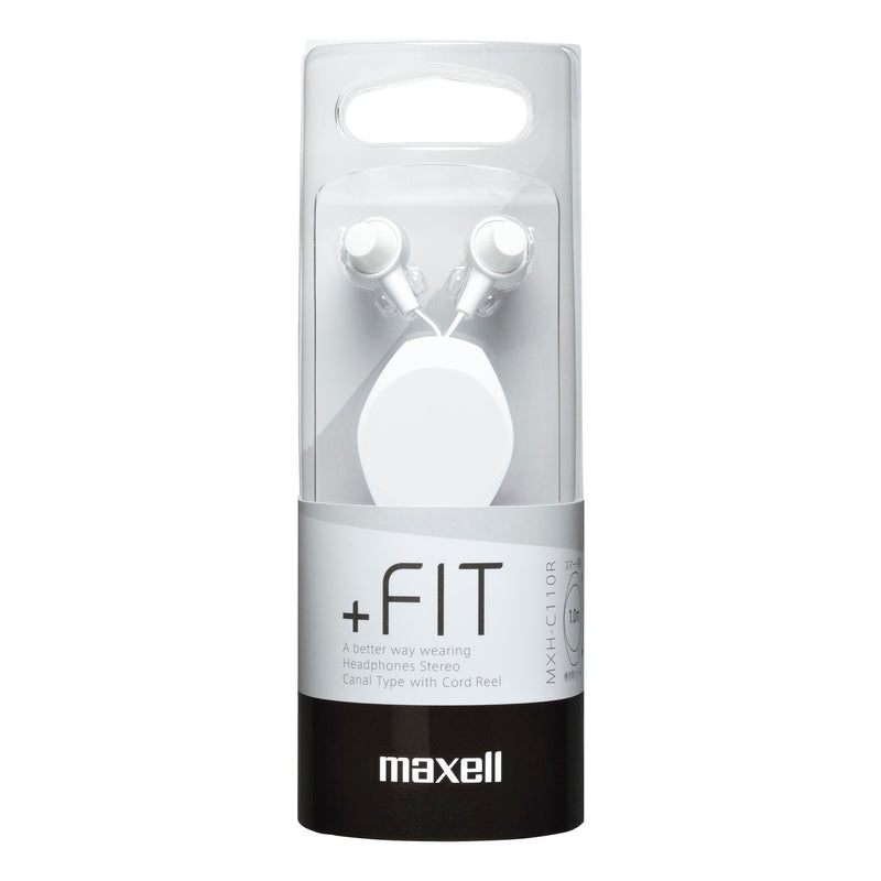 Maxell Retractable Cord Reel Earphones - White