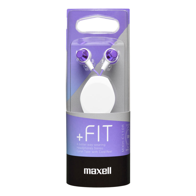 Maxell Retractable Cord Reel Earphones - Violet