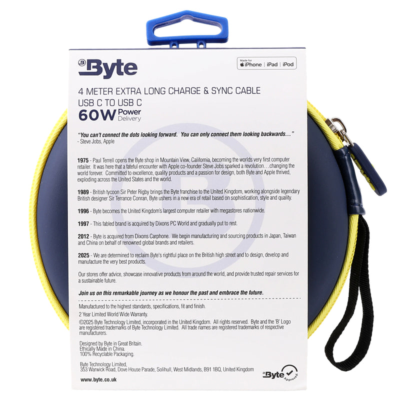 Byte USB-C to USB C 4m XL - Charge & Sync Cable