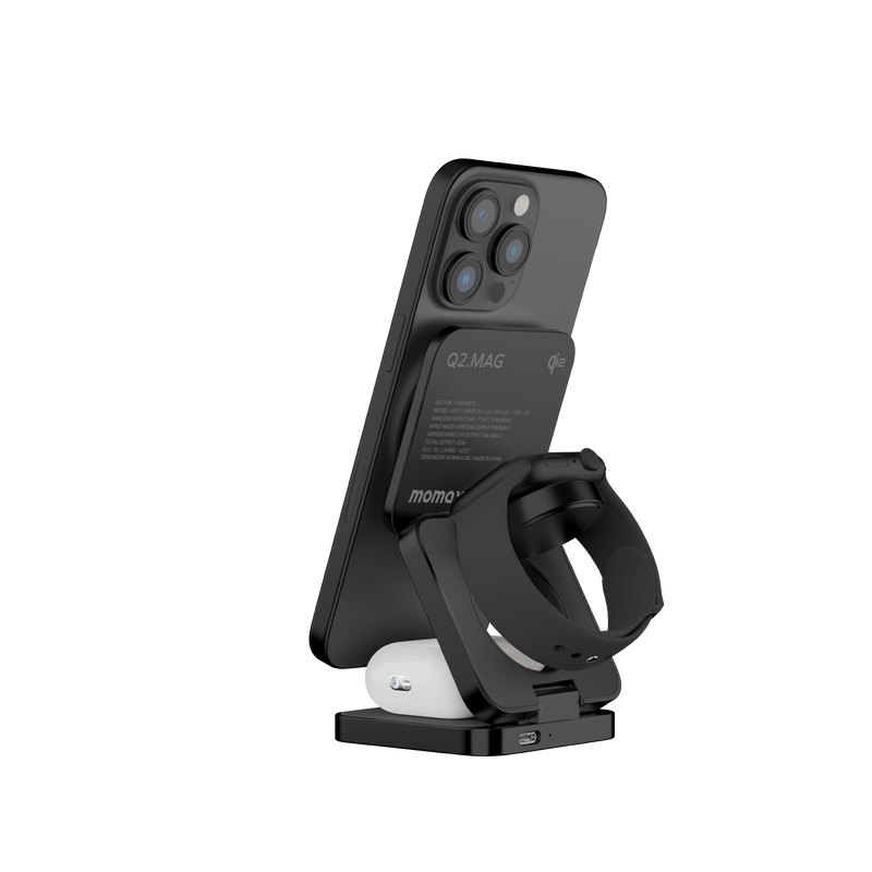 Momax Q2.mag Go 3-in-1 Magnetic Wireless Charging Stand