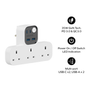 Momax T Shaped Extension Cord With 3 Sockets 2 USB A 2 USB C Ports