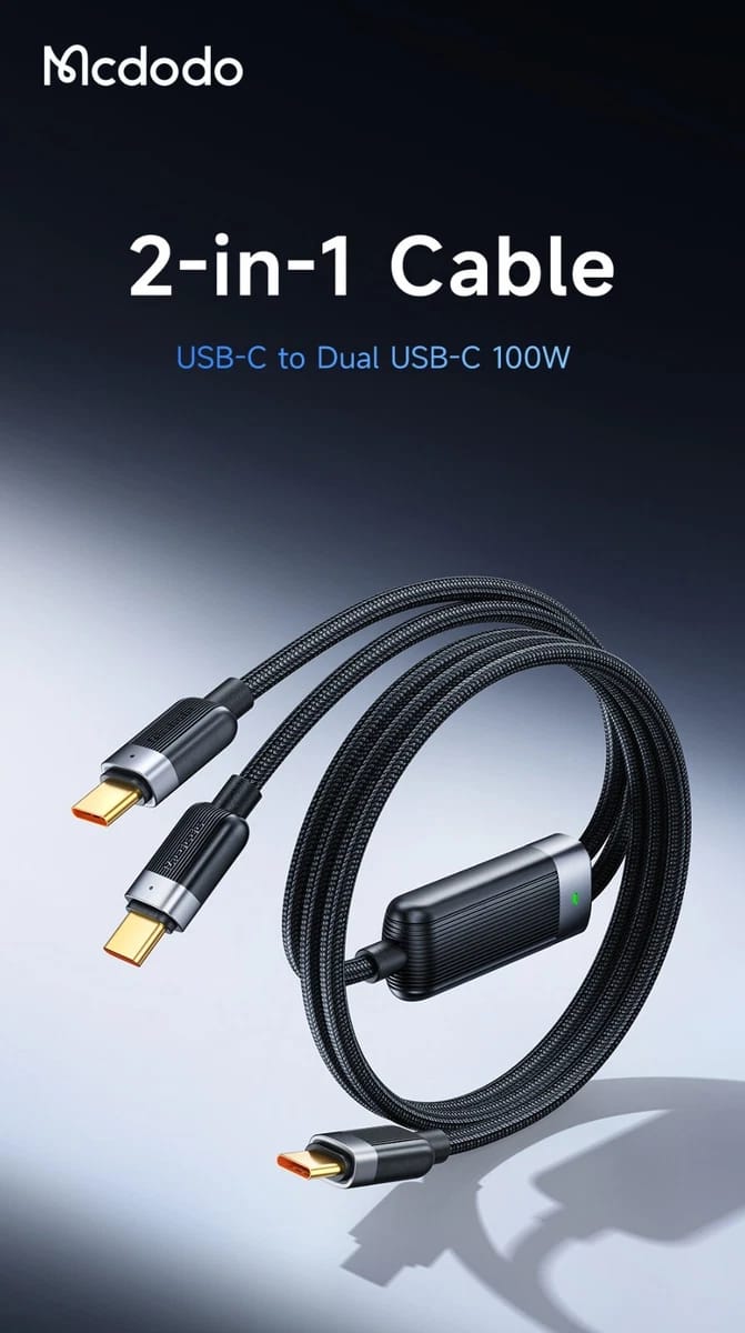 Mcdodo USB C Dual USB C 100W Self Winding Cable