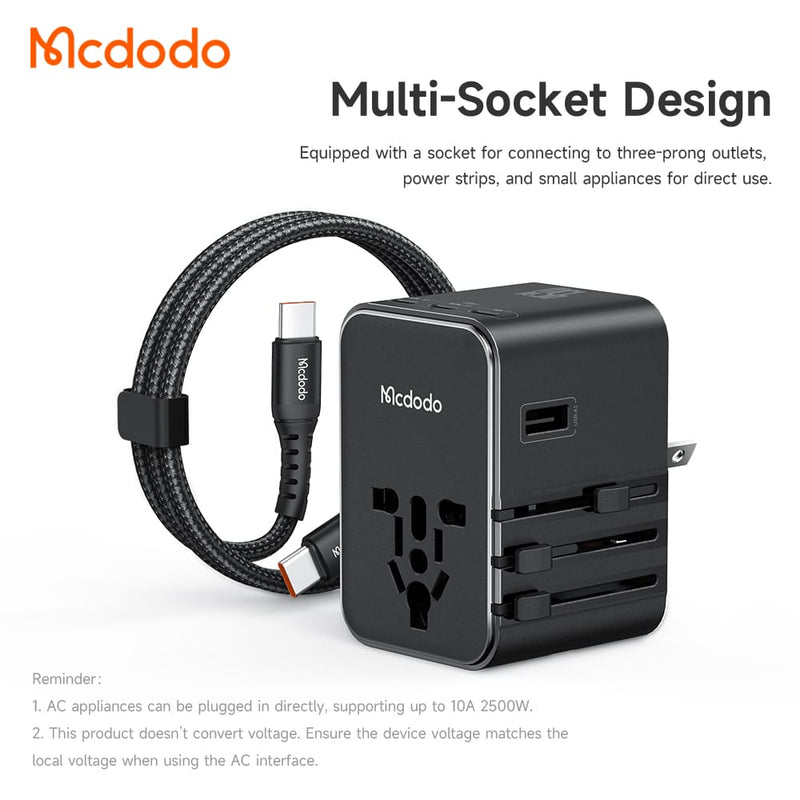 Mcdodo Globe Power 100W Universal Travel Adapter Kit 3 USB C 2 USB A