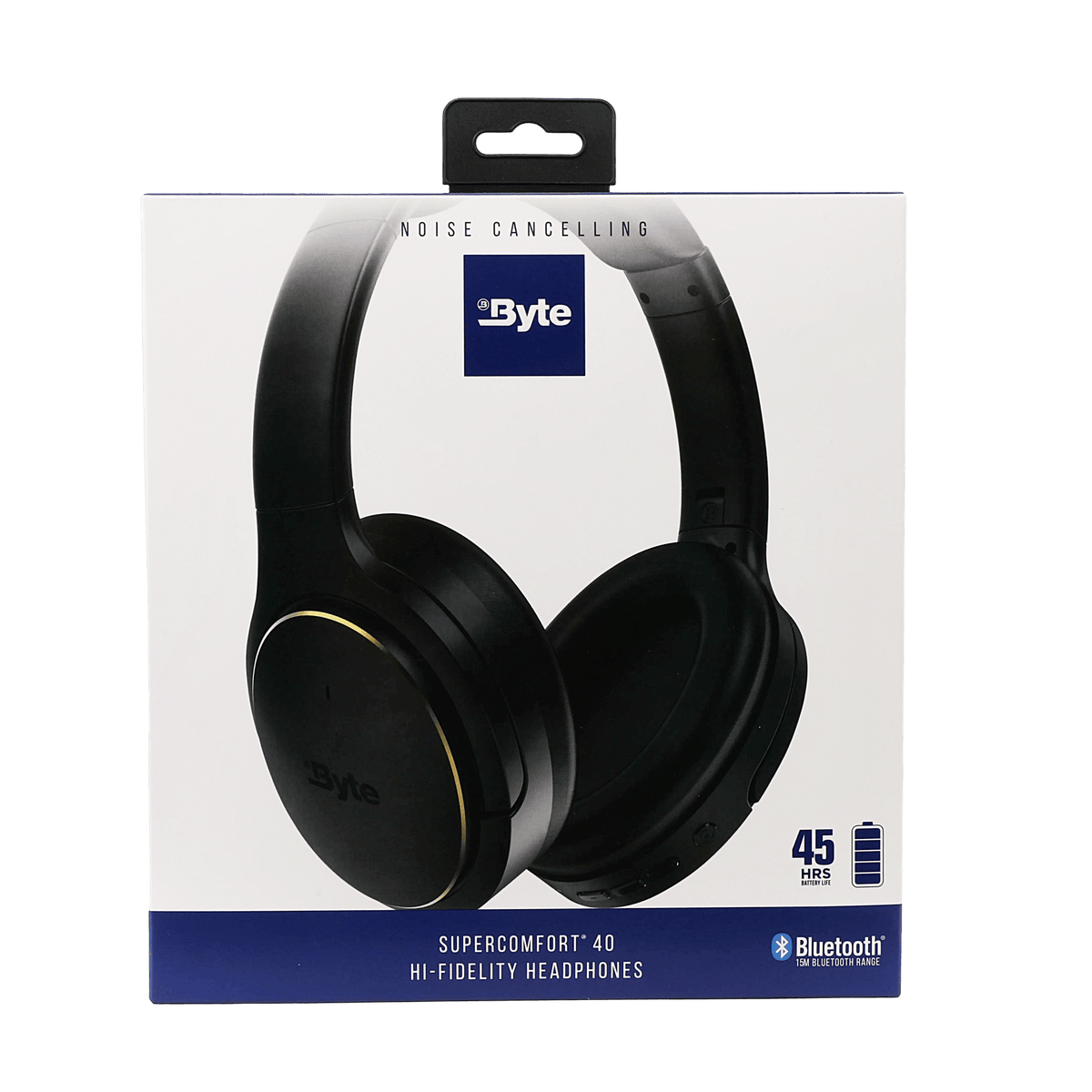 Byte Super Comfort 40 wireless headphones - Premium over-ear design with matte finish and padded headband.