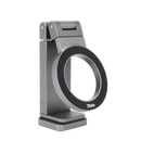iPhone snapped onto Byte Magna Clamp demonstrating instant MagSafe magnetic connection