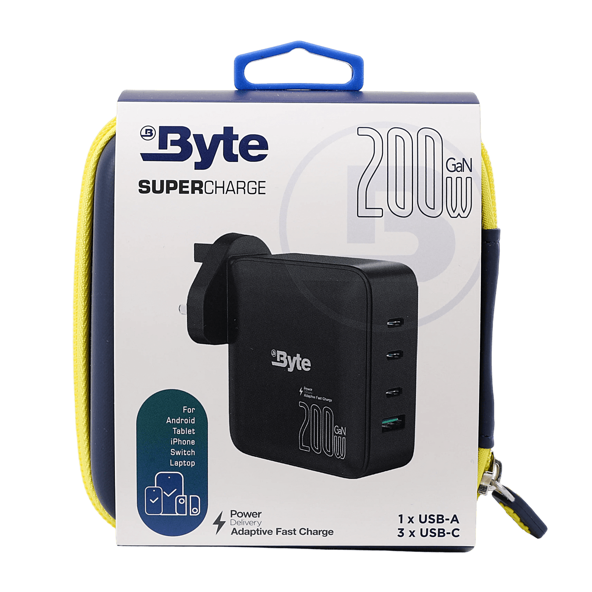 Byte Plug 200W GaN Fast Charging Station - Front view showing the fast charging ports.
