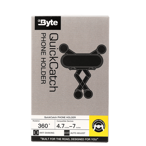 Byte Quick Catch dashboard phone holder - Low-profile suction mount with one-handed automatic locking arms.