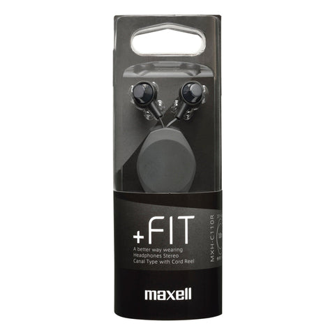 Maxell Retractable Cord Reel Earphones — Black
