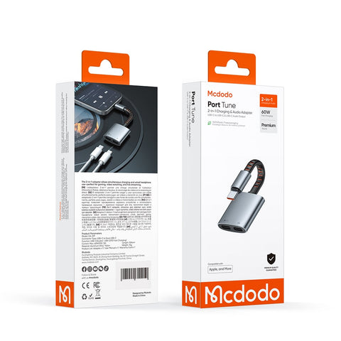 Mcdodo CA-337 Port Tune 2-in-1 Charging & Audio Adapter — Dual USB-C