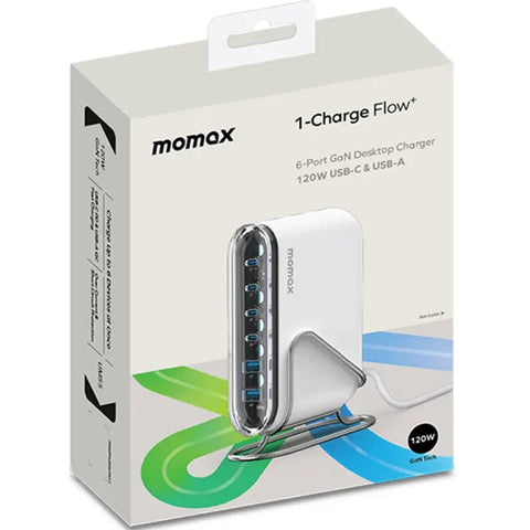 Momax 1-Charge Flow+ UM55 6-Port GaN Desktop Charger — 120W