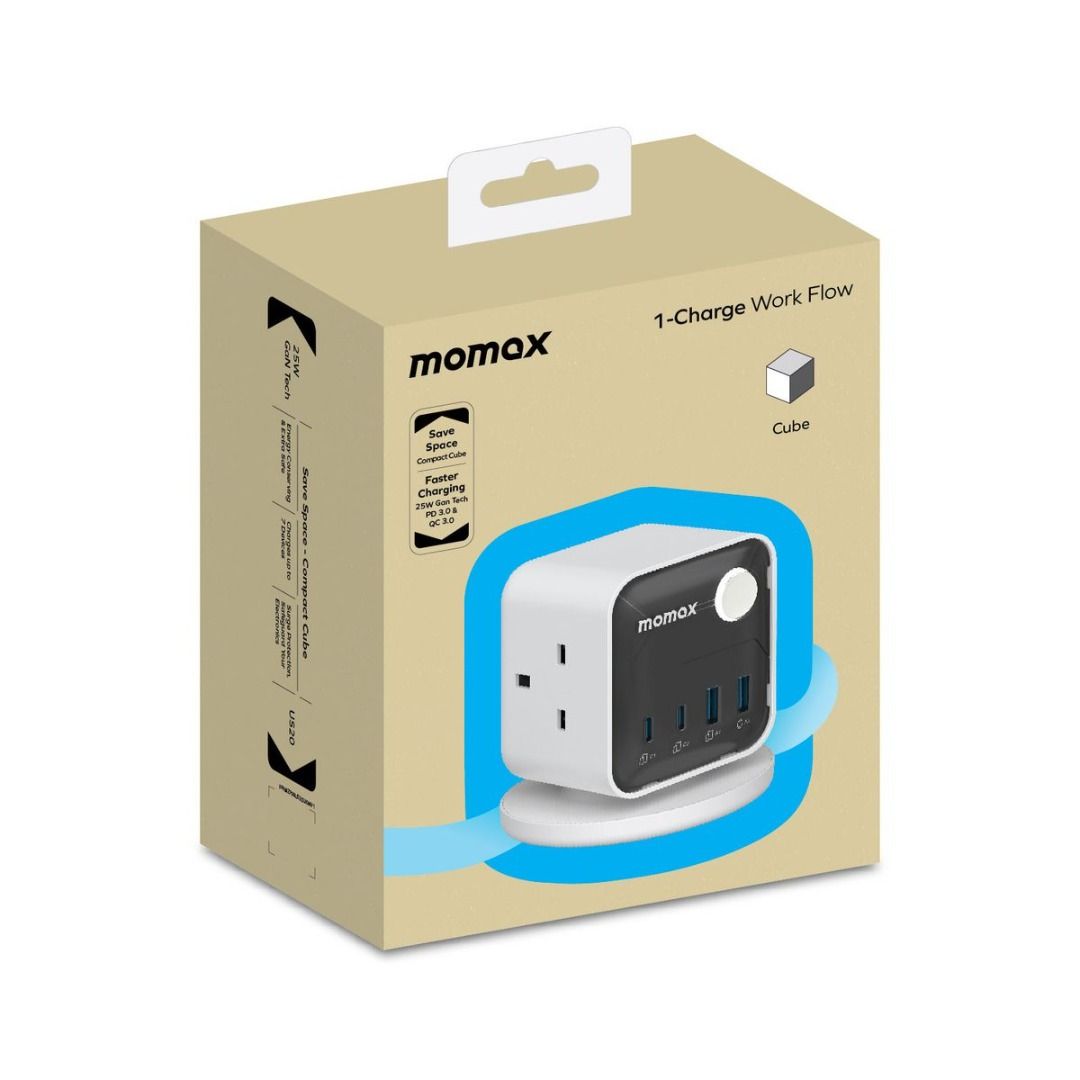 Momax 1-Charge Work Flow US20 GaN Power Cube — 3 Outlets + USB