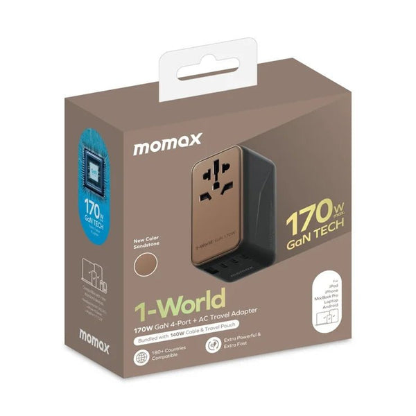 Momax 1-World UA17 170W GaN 4-Port Travel Adapter