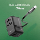 Momax AC Travel Adapter 3 Port (25w) With Built In USBC Cable (70cm)