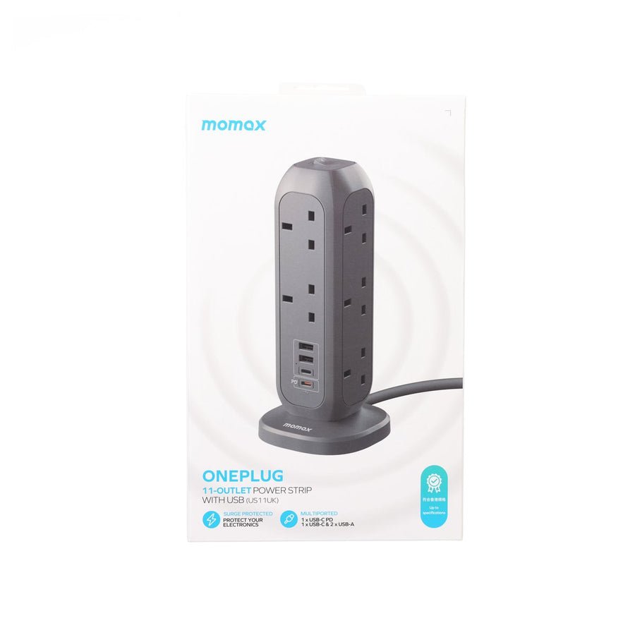 Momax OnePlug 11-Outlet Power Strip with USB — Upright