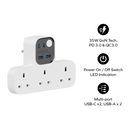 Momax T Shaped Extension Cord With 3 Sockets 2 USB A 2 USB C Ports