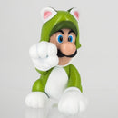 Cat Luigi character figure shown alongside official Nintendo licensed retail packaging.
