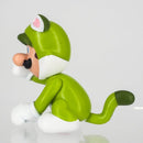 Side profile of the pocket-sized Nintendo licensed Cat Luigi collectible figure by Ishikawa Toy.