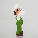 Close up shot of the face and white cap detail on the official Fire Luigi miniature toy.