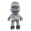 Official Super Mario Metal Mario plush front view showcasing its unique high-shine silver fabric and signature cap.